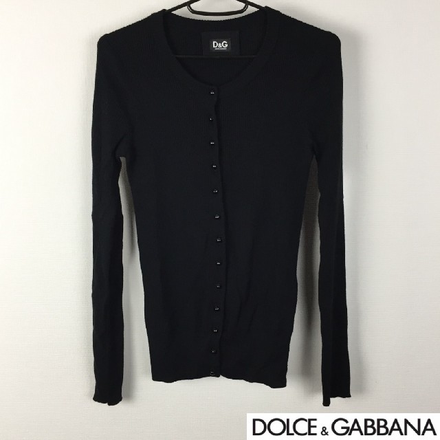 DOLCE&GABBANA(ドルチェアンドガッバーナ)の美品 ドルチェ&ガッバーナ 長袖カーディガン レディース ブラック サイズS レディースのトップス(カーディガン)の商品写真