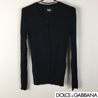 ドルチェアンドガッバーナ(DOLCE&GABBANA)の美品 ドルチェ&ガッバーナ 長袖カーディガン レディース ブラック サイズS(カーディガン)