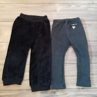 エフオーキッズ(F.O.KIDS)の90cm　裏起毛とモコモコ黒ズボン　2枚セット(パンツ/スパッツ)
