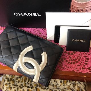 シャネル(CHANEL)のくう助様専用ページ確実正規品です。カンボンライン 長財布 黒✖️ピンク色(財布)