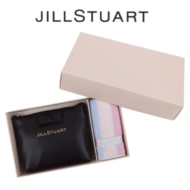 JILLSTUART(ジルスチュアート)の❤新品箱付き ジルスチュアート ポーチ&タオルハンカチセット【ブラック】❤ レディースのファッション小物(ポーチ)の商品写真