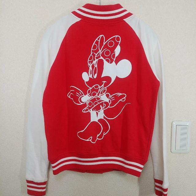 Disney(ディズニー)のディズニーリゾート限定　綿　スタジャン　ミニー　赤×白　トレーナー　スウエット レディースのジャケット/アウター(スタジャン)の商品写真