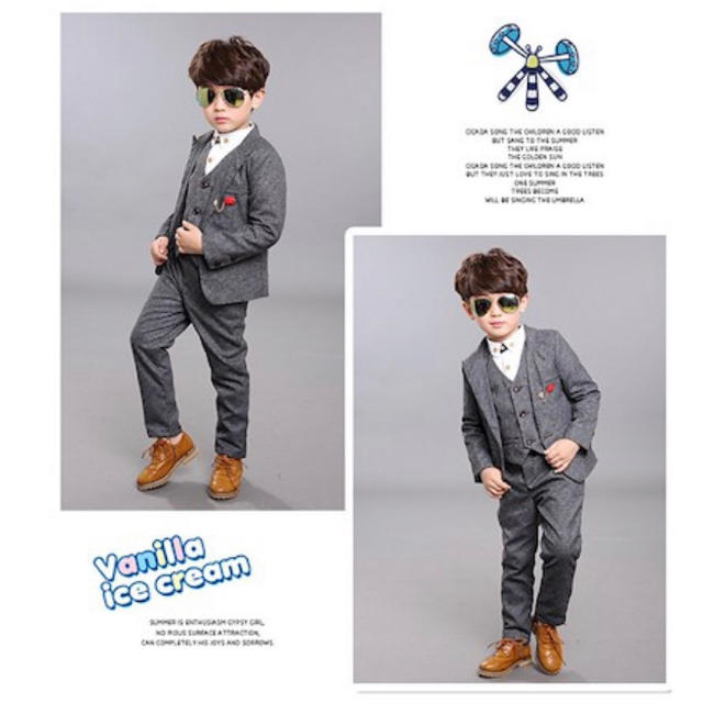 専用出品 キッズ フォーマルスーツ 3点セット キッズ/ベビー/マタニティのキッズ服男の子用(90cm~)(ドレス/フォーマル)の商品写真