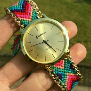ミサンガウォッチ pink× blue系(腕時計)