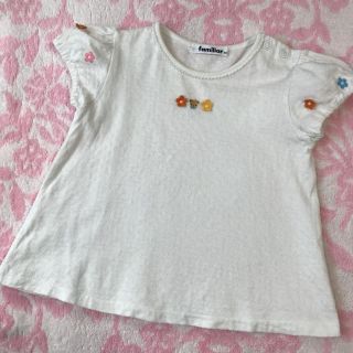 ファミリア(familiar)のファミリア♡ リアちゃん&お花 パフスリーブ 半袖 Tシャツ 80cm(Ｔシャツ)