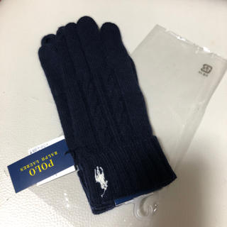 ラルフローレン(Ralph Lauren)の新品RALPHLAURENケーブル手袋 カシミア入り ネイビー 紺 グローブ(手袋)