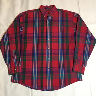 タータン チェック シャツ オーバーサイズ ボタンシャツ 赤 レッド ブルー青(シャツ/ブラウス(長袖/七分))