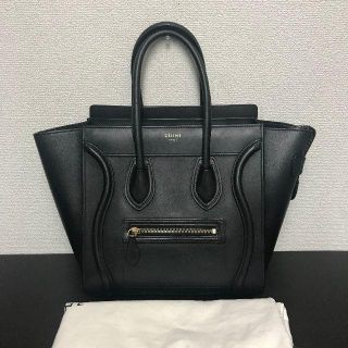 セリーヌ(celine)のセリーヌ　ラゲージ　マイクロショッパー　黒　レザー(トートバッグ)