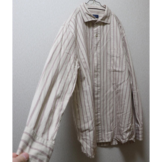 ストライプ ピンクベージュ オーバーシャツ メンズのトップス(シャツ)の商品写真