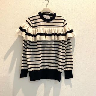 カオン(Kaon)のkaon 17AW シルクウールニット ネイビー×アイボリー ☆美品☆ カオン(ニット/セーター)