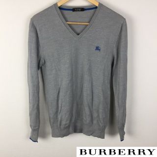 バーバリーブラックレーベル(BURBERRY BLACK LABEL)の美品 BURBERRY BLACK LABEL 長袖ニット ハイゲージ グレー(ニット/セーター)