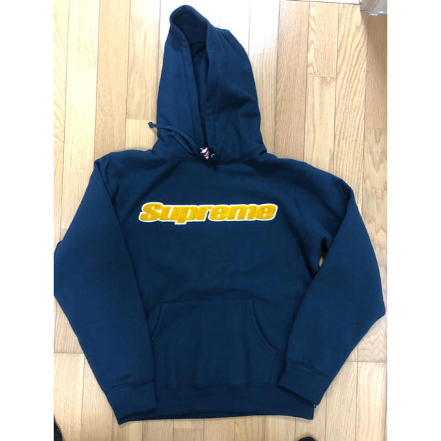 supreme chenille hooded sweatshirt ネイビーＬ