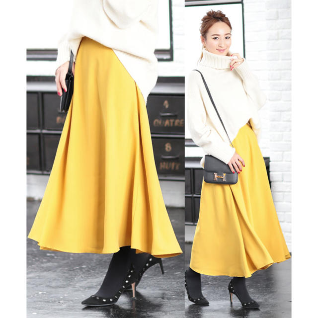 【新品未使用】MAGASEEK×RH フレアロングスカート イエロー Sサイズ レディースのスカート(ロングスカート)の商品写真