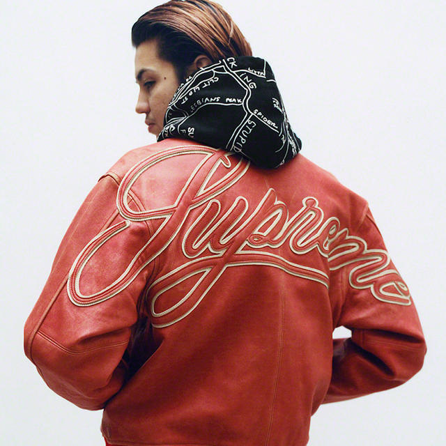 S 19ss supreme leather varsity Jacket