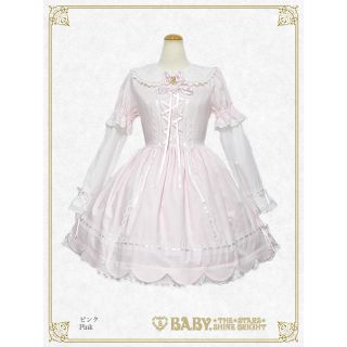 ベイビーザスターズシャインブライト(BABY,THE STARS SHINE BRIGHT)の最終値下げ♡BABY ストロベリーカフェスカラップOP ピンク(ひざ丈ワンピース)