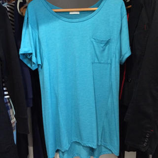 ジーユー(GU)のエメラルドグリーン チュニック Tシャツ(Tシャツ(半袖/袖なし))