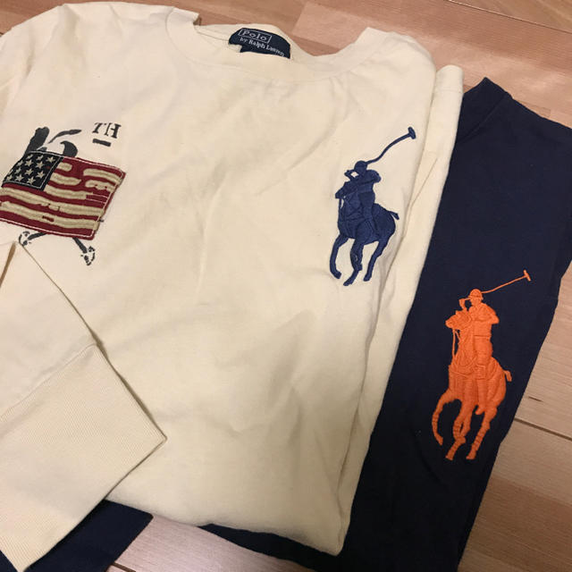 POLO RALPH LAUREN(ポロラルフローレン)のベージュ・紺ロンT・黄色ボーダー3枚セット キッズ/ベビー/マタニティのキッズ服男の子用(90cm~)(Tシャツ/カットソー)の商品写真