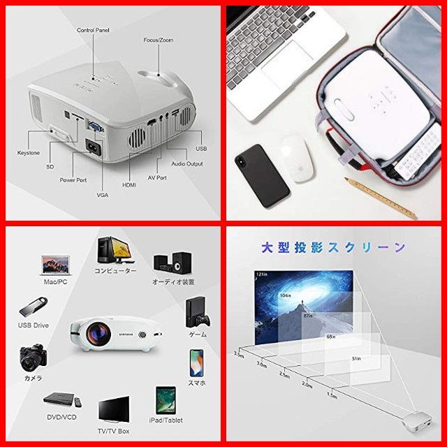 プロジェクター 小型 3200ルーメン 1080PフルHD対応 プロジェクター 小型 3200ルーメン 1080PフルHD対応