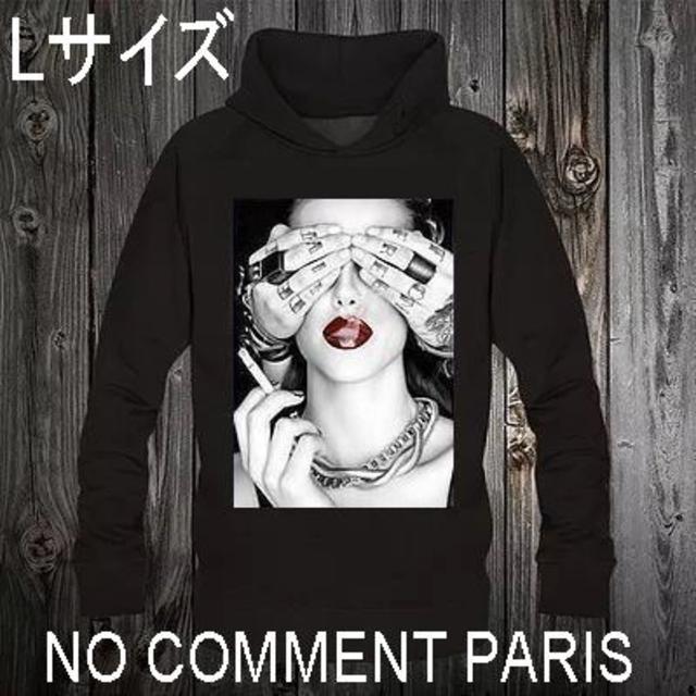 人気急上昇の 【新品・正規品】NO COMMENT PARISフーディー Black / L