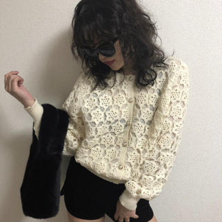 エディットフォールル(EDIT.FOR LULU)のepine / crochet design knit cardigan(カーディガン)