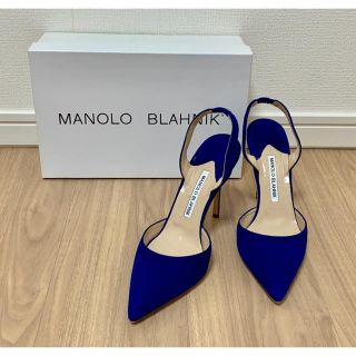 マノロブラニク(MANOLO BLAHNIK)のほぼ新品MANOLO BLAHNIK バックストラップパンプス ブルー 38(ハイヒール/パンプス)