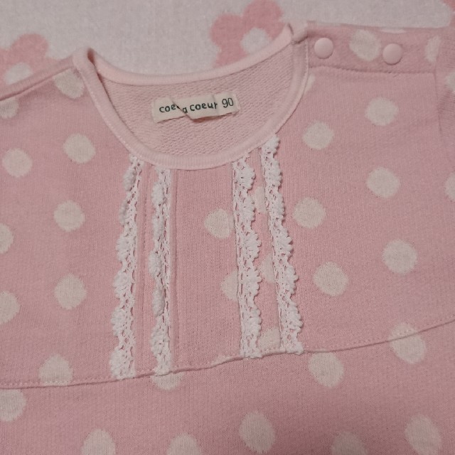 coeur a coeur(クーラクール)のドットプルオーバー ピンク キッズ/ベビー/マタニティのキッズ服女の子用(90cm~)(Tシャツ/カットソー)の商品写真