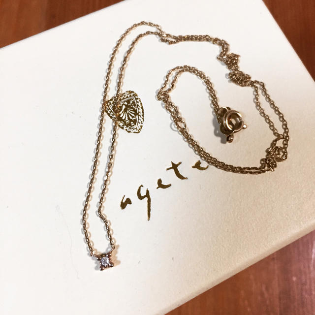 美品 agate アガット 一粒ダイヤモンド ネックレス K10YG - ネックレス