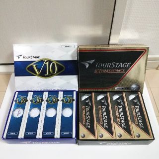 ツアーステージ(TOURSTAGE)の新品ゴルフボール、ツアステ EXTRA DISTANCEとV10 8スリーブ(クラブ)