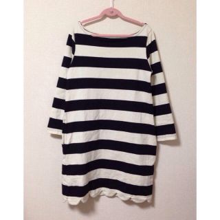 ドットアンドストライプスチャイルドウーマン(Dot&Stripes CHILDWOMAN)のボーダー裾スカラップワンピース(ひざ丈ワンピース)