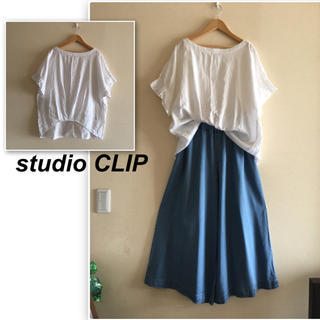スタディオクリップ(STUDIO CLIP)のスタジオクリップ  ✨白のリネン 袖フリルブラウス(シャツ/ブラウス(半袖/袖なし))