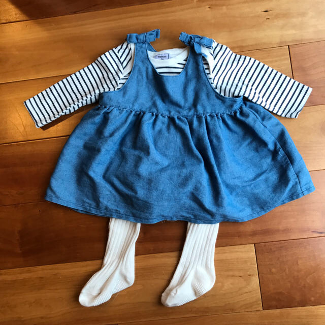 しまむら(シマムラ)のボーダーロンパースとワンピースのセット キッズ/ベビー/マタニティのベビー服(~85cm)(ワンピース)の商品写真