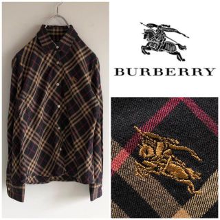 バーバリー(BURBERRY)のバーバリー ホースロゴ刺繍 ストレッチ ノバチェックシャツ M(シャツ/ブラウス(長袖/七分))