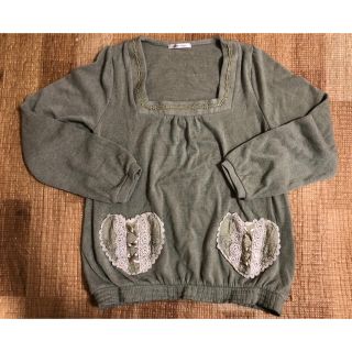 アクシーズファム(axes femme)の【Mサイズ】未着用☆編み上げハートポケット スクエアネックニット(ニット/セーター)