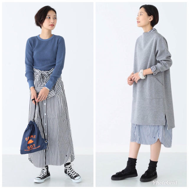 BEAMS BOY(ビームスボーイ)のにじお☺︎様専用   新品 ロングストライプシャツ レディースのワンピース(ロングワンピース/マキシワンピース)の商品写真