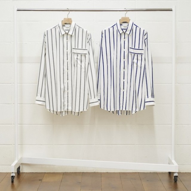 UNUSED 18AW STRIPE SHIRTS white×gray 1