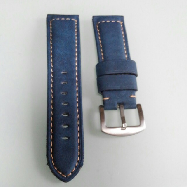 しん様専用、24㎜幅本革ブルーの腕時計交換用のベルト