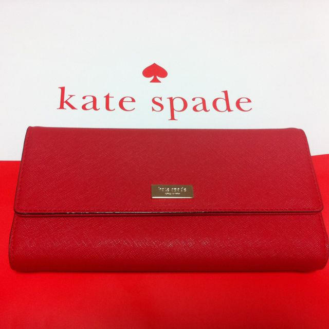 専用 kate spade 本革 長財布 新品 赤 レッド ブラウン財布