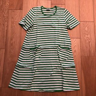 マリメッコ(marimekko)の値下げ マリメッコ  ボーダー半袖ワンピース(ひざ丈ワンピース)