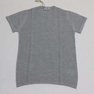 ジョンスメドレー(JOHN SMEDLEY)の新品　ジョンスメドレー 24G ニットTシャツ　Sサイズ　グレー (Tシャツ/カットソー(半袖/袖なし))