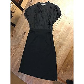 ローラアシュレイ(LAURA ASHLEY)の黒ワンピース(ひざ丈ワンピース)