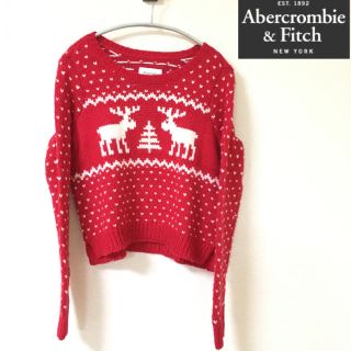 アバクロンビーアンドフィッチ(Abercrombie&Fitch)の【Abarcrombie&Fitch】ニット(S)セーター 赤 アバクロ(ニット/セーター)