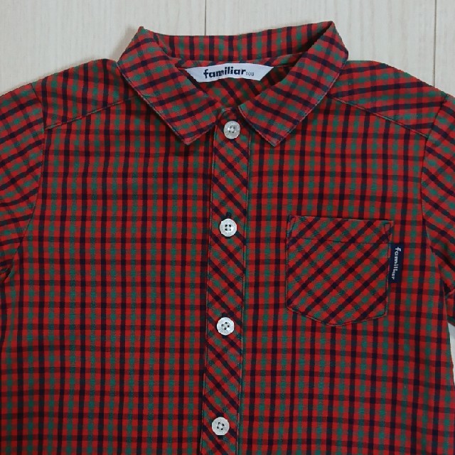 familiar(ファミリア)のファミリアチェック半袖シャツ キッズ/ベビー/マタニティのキッズ服男の子用(90cm~)(Tシャツ/カットソー)の商品写真