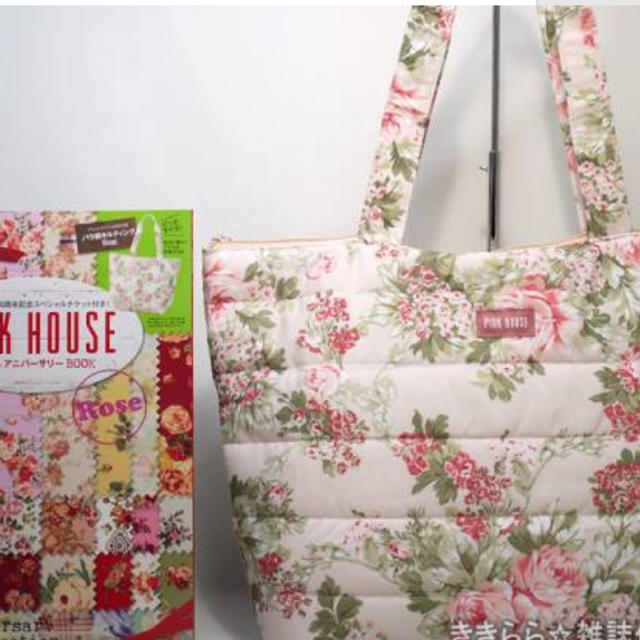 PINK HOUSE(ピンクハウス)のPINK HOUSE ムック本付録 バラ柄キルティングBag レディースのバッグ(トートバッグ)の商品写真