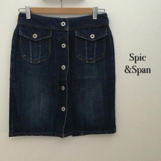 スピックアンドスパン(Spick & Span)の【美品】Spic&Span スピック&スパン フライボタン デニムスカート(ひざ丈スカート)