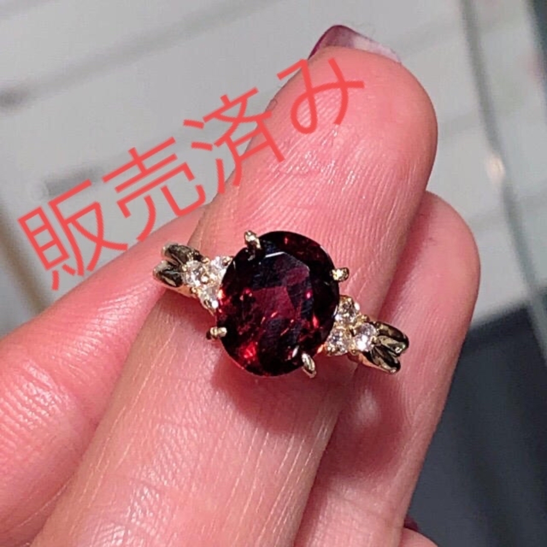 販売済み　3.13ct ガーネット ダイヤモンド リング 11.5号 レディースのアクセサリー(リング(指輪))の商品写真