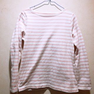 ムジルシリョウヒン(MUJI (無印良品))の美品 ピンクボーダーＴ(Tシャツ(長袖/七分))