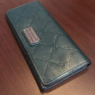 ロンシャン(LONGCHAMP)のLONGCHAMP 長財布 収納多い ターコイズ色 型押し(財布)