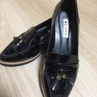 ダイアナ(DIANA)のダイアナ 軽量ソールローファー エナメル 黒 24 (ローファー/革靴)