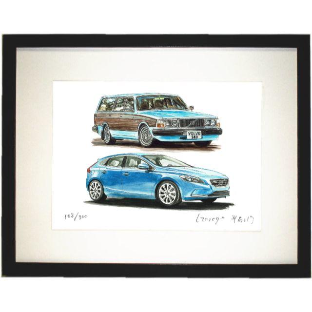 Volvo - GC-1062ボルボ240 SW/V40限定版画 直筆サイン額装○作家 Volvo - GC-1062ボルボ240 SW/V40限定版画 直筆サイン額装○作家