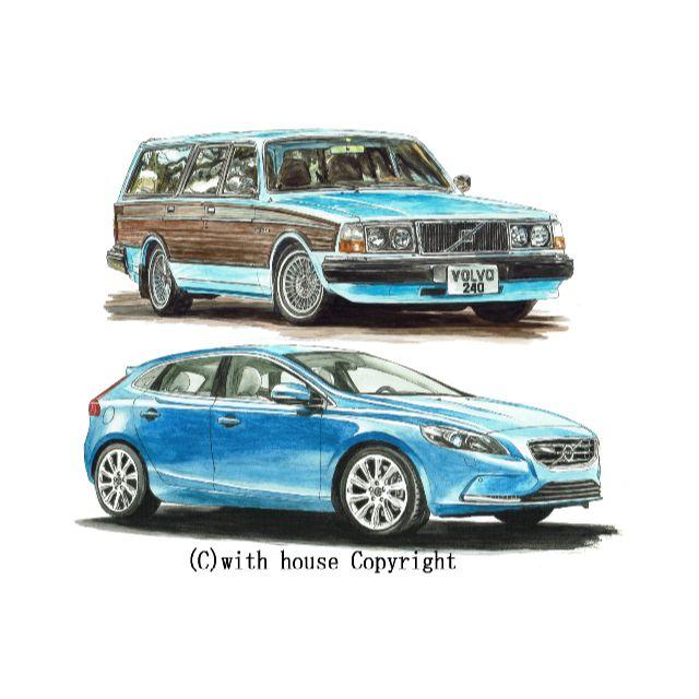 Volvo - GC-1062ボルボ240 SW/V40限定版画 直筆サイン額装○作家 Volvo - GC-1062ボルボ240 SW/V40限定版画 直筆サイン額装○作家